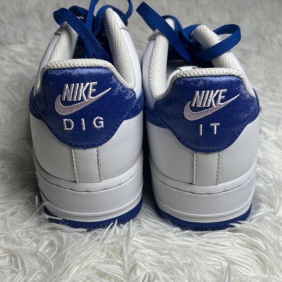 Nike Air Force 1 Low Leather White Blue Lace Up Sneakers Men\'s Athletic main image 6